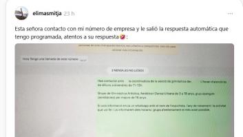 Una señora recibe la respuesta automática del WhatsApp de un gimnasio y su réplica es para exponerla en los museos