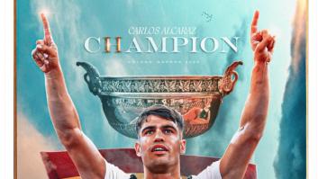 Roland Garros publica esta imagen de Alcaraz y el revuelo en España es inmediato por la bandera de atrás