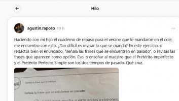 Mandan a un niño señalar la frase que está en pasado: parece fácil pero está trayendo mucha cola