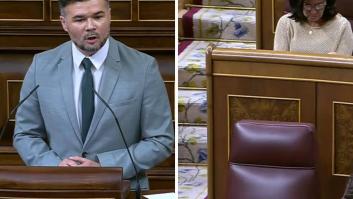 Rufián se fija en que Abascal se ha ido, le contesta y acaba bautizando así Vox