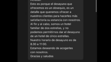 Va a un hotel en Córdoba y le avisan de que el desayuno no será de 5 estrellas, pero su sorpresa al verlo es mayúscula