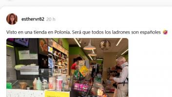 El cartel visto en una tienda de Polonia dice mucho y nada bueno de cómo ven a quienes hablan español