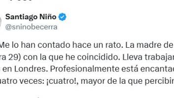 Niño Becerra radiografía lo que pasa en España al contar cómo es la vida de una exalumna suya que trabaja en Londres