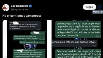 La respuesta de un hostelero a una camarera de prueba que le pide que le dé de alta indigna (y no poco)