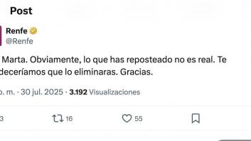 Renfe responde a la imagen que ha circulado en respuesta a Ayuso