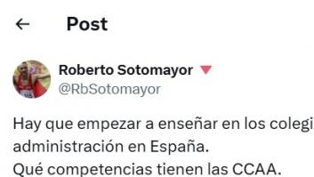 A Roberto Sotomayor le llueven los 'me gusta' tras pedir que se enseñe esto en los colegios