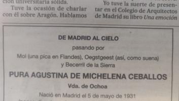 La esquela que se ha publicado en el diario 'El País' es para enmarcar: "Maravillosa"