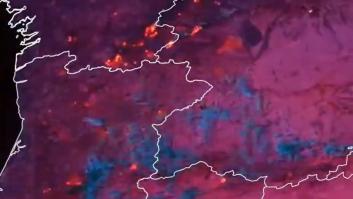 La imagen del satélite de la AEMET que muestra la evolución de los graves incendios en España