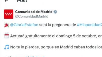 Revuelo de los grandes por este tuit del Gobierno de Ayuso sobre Gloria Estefan: dice que actuará "gratuitamente", pero...