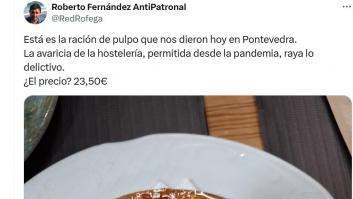 Lo que le han cobrado por una ración de pulpo en un restaurante de Pontevedra le deja tiritando