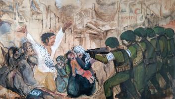 Goya fusilado por Israel junto al pueblo palestino: así se hizo el mural que arrasó en La Vuelta y que ha llegado hasta a Alemania