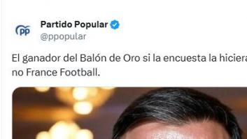 Críticas al PP por el tuit que puso durante la gala del Balón de Oro: "Aquí los de la política para adultos..."
