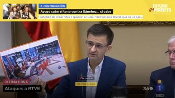 El presidente de RTVE desmonta a Vox con dos fotos: una de un plató de TVE y otra de Telemadrid