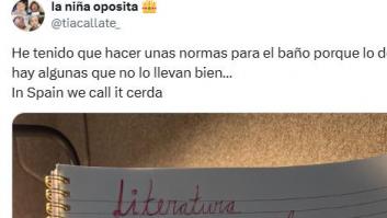 Estas son las normas de baño que ha tenido que escribir para sus compañeras: "In Spain we call it cerda"