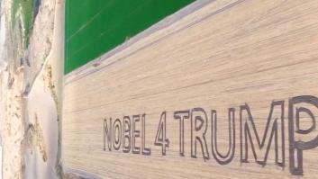 Un dron revela lo impensable: un cartel gigante en Israel pidiendo el Nobel para Trump