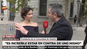 Revuelo por esta escena de Ayuso en Telemadrid antes del desfile del 12 de octubre: "Todo muy espontáneo"