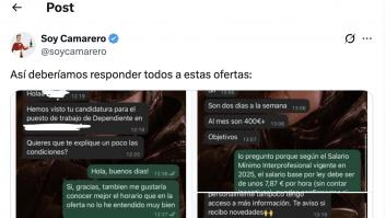 Uno de RRHH ofrece un trabajo de dependiente por debajo del salario mínimo y la respuesta del trabajador es para exponerla en el ministerio de Trabajo