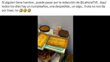 Una periodista de 'La hora de la 1' publica lo que han llevado a la redacción y se lía: hasta lo han tenido que aclarar