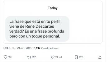 Le pregunta si la frase de su perfil es de Descartes y se lleva todos los aplausos cuando enseña de quién es realmente