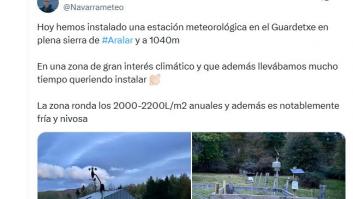 Ponen una estación meteorológica en una sierra de Navarra y lo que pasa en las primeras 24 horas habla muy mal de la gente