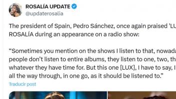 Una cuenta fan de Rosalía recoge las palabras de Sánchez sobre su nuevo disco con una foto del presidente imposible de imaginar