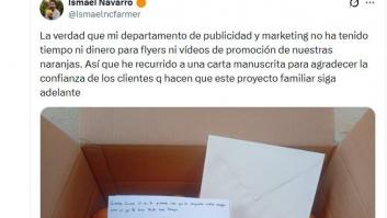 Un agricultor valenciano triunfa con la carta que ha enviado a los clientes que le han comprado una caja de naranjas