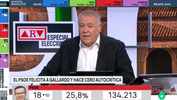 A Ferreras le sirve una palabra, pero qué palabra, para calificar la intervención del candidato del PSOE en Extremadura tras su debacle