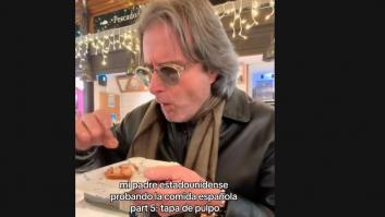 Su padre estadounidense prueba una tapa de pulpo en Madrid por primera vez: por su reacción piden su nacionalidad española