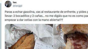 Para a echar gasolina, va al restaurante a pedir dos bocadillos y dos cañas y lo que le cobran asusta