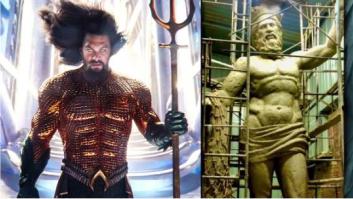 .A la izquierda, Aquama, y a la derecha la escultura de Neptuno que se quiere colocar en el puerto de Málaga en la noticia de 'The Times'.