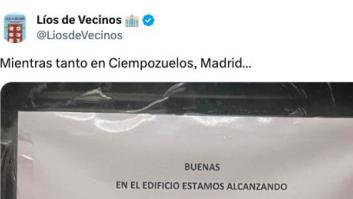 Un vecino de Madrid cuelga un cartel por unos olores en el edificio y el mensaje que pone al final ya es historia de España