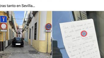 Hay un coche mal aparcado en una calle de Sevilla y dejan una nota que es para que esté expuesta en las oficinas de la DGT