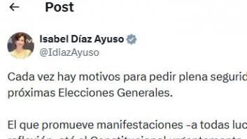 Ayuso publica este polémico tuit en plena jornada de reflexión: un historiador le da una réplica de las que no se olvidan