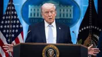 Donald Trump durante una declaración en la Casa Blanca