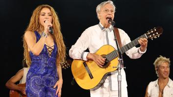 Shakira y Caetano Veloso en el concierto de Copacabana el pasado 3 de mayo.