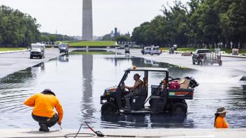 Diez días después de su estreno por todo lo alto, el estanque reflectante de Trump ya no refleja el agua