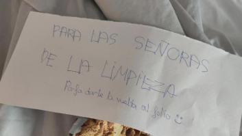 El mensaje que dejan unas clientas del hotel a la camarera de pisos del que tomar ejemplo: "Sabemos que es un trabajo no siempre agradable"