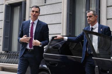 Pedro Sánchez a su llegada al Congreso.