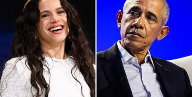 Rosalía y Barack Obama, en dos imágenes de archivo.