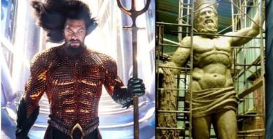 .A la izquierda, Aquama, y a la derecha la escultura de Neptuno que se quiere colocar en el puerto de Málaga en la noticia de 'The Times'.