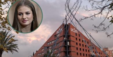 Montaje de la princesa de Asturias, Leonor de Borbón y la fachada de la Universidad Carlos III de Madrid, en Getafe.