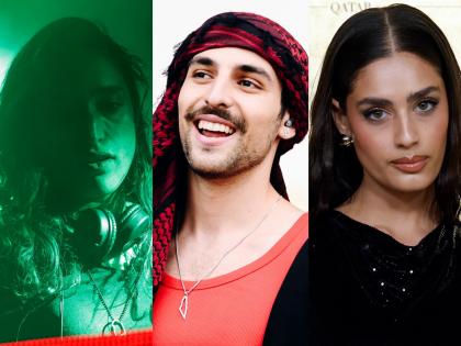 Los artistas palestinos Sama' Abdulhadi, Saint Levant y Zeyne, en imágenes de archiivo.