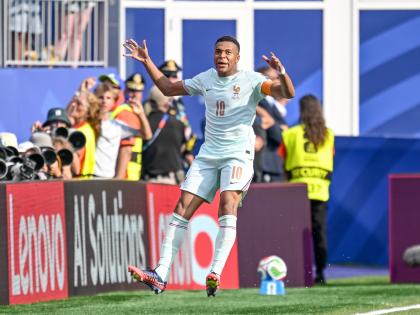 Mbappé celebra su gol ante Marruecos