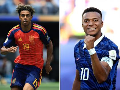 Lamine y Mbappe antes del España Francia