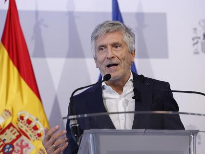 El ministro del Interior, Fernando Grande-Marlaska, durante su rueda de prensa de este martes