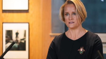 La nueva jefa del MI6, Blaise Metreweli, durante su primera comparecencia pública tras asumir el cargo