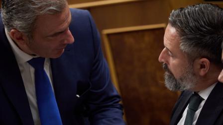 El líder de Vox, Santiago Abascal, y Ortega Smith, fundador del partido.