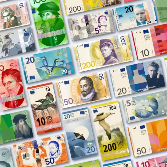 Diseños seleccionados para los billetes de euro.