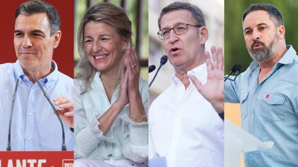 Pedro Sánchez, Yolanda Díaz, Alberto Núñez Feijóo y Santiago Abascal