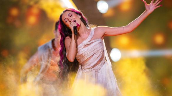 Ensayo de la israelí Eden Golan el 8 de mayo de 2024 en Malmo, Suecia.